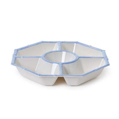 Faux Bamboo Border Melamine Chip & Dip Bowl - Light Blue