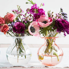 Hibiscus Glass Fluted Vases - Pink, Small