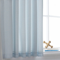 Ditsy Gingham Classic Cool Organic Cotton Percale Window Curtain - Blue, 44" x 63"