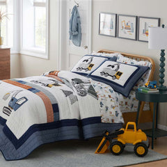 Construction Builders Quilted Sham - Blue Multi, Standard