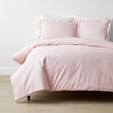 Gingham Classic Cool Organic Cotton Percale Duvet Cover Set - Petal Pink, Full/Queen