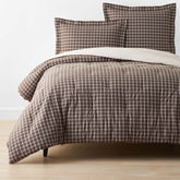 Classic Stripes and Plaids Cool Yarn-Dyed Cotton Percale Reversible Comforter - Windowpane Brown, King/Cal. King