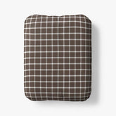 Classic Stripes and Plaids Cool Yarn-Dyed Cotton Percale Fitted Bed Sheet - Windowpane Brown, Queen