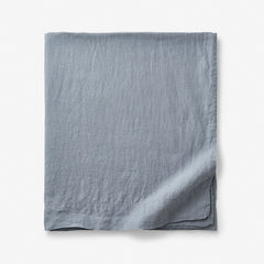 Premium Breathable Washed Linen Solid Flat Bed Sheet - Dusty Blue, King/Cal King