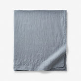 Premium Breathable Washed Linen Solid Flat Bed Sheet - Dusty Blue, Queen