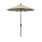 Round Outdoor Patio Umbrella, Fiberglass with Twist Tilt - Black Finish, Antique Beige, 7.5'