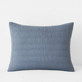Premium Breathable Washed Linen Solid Quilted Sham - Blue Stone, Standard
