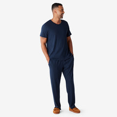 Pima Cotton Mens Pajama Set - Navy, L