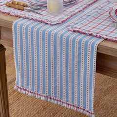Flowers & Plaid Yarn-Dyed Reversible Table Runner - Graph Plaid Red, 16 in. x 90 in.