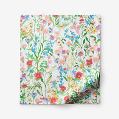 Garden Symphony Classic Cool Cotton Percale Flat Bed Sheet - Multi, Queen