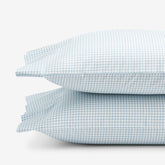 Ditsy Gingham Classic Cool Organic Cotton Percale Pillowcase Set - Blue, Standard