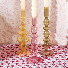 Hand-Blown Glass Taper Candlestick Candle Holders, Set of 5 - Multi