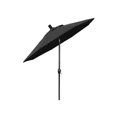 6' Round Outdoor Patio Umbrella, Aluminum with Push Button Tilt - Black Finish, Black