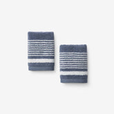 Plush Spa Stripe Washcloths, Set of 2 - Light Indigo