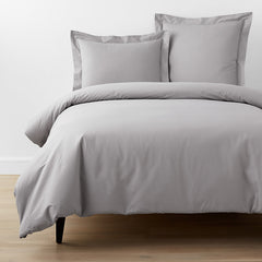 Classic Cool Organic Cotton Percale Solid Duvet Cover - Gray, Full/Queen