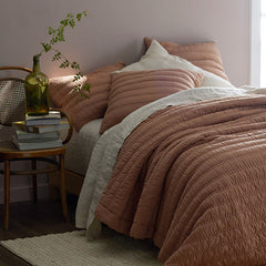 Premium Breathable Washed Linen Solid Quilted Sham - Clay, King