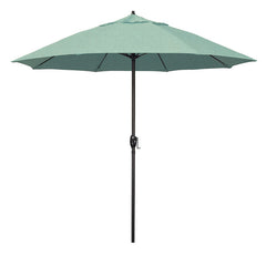 Round Outdoor Patio Umbrella, Aluminum with Auto Tilt Crank - Bronze Finish, Spectrum Mist, 9'