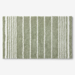 Plush Spa Stripe Bath Rug - Dark Willow, 21 in. x 34 in.