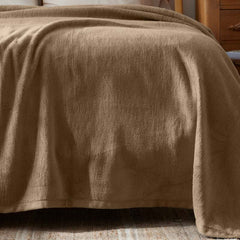 Cotton/Acrylic Fleece Blanket - Gold, King/Cal. King