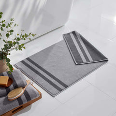 Mirage Aegean Cotton Reversible Stripe Bath Mat - Slate Gray, 20 in. x 36 in.