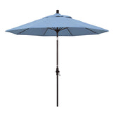 Round Outdoor Patio Umbrella, Fiberglass with Twist Tilt - Bronze Finish, Air Blue, 9'