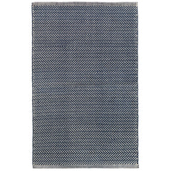 Herringbone Handwoven Cotton Rug - Navy, 6' x 9'