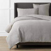 Premium Breathable Washed Linen Solid Duvet Cover - Light Gray, Full/Queen