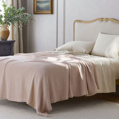 Garter Stitch Blanket - Pink Blush, King/Cal. King