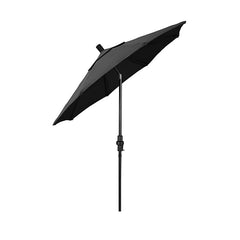 Round Outdoor Patio Umbrella, Fiberglass with Twist Tilt - Black Finish, Black, 7.5'