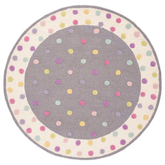 Dotted Stripe Hand Tufted Wool Rug - Gray Multi, 5' x 5' Round