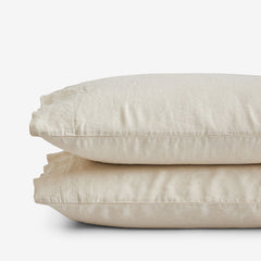 Premium Breathable Washed Linen Solid Pillowcase Set - Parchment, King