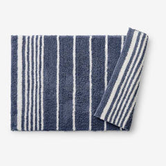 Plush Spa Stripe Bath Rug - Dark Indigo, 21 in. x 34 in.