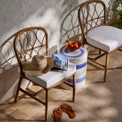 Ceramic Stripe Side Table - White