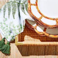 Faux Bamboo Border Melamine Salad Plates, Set of 4 - White