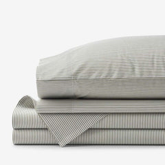 Classic Stripes and Plaids Cool Yarn-Dyed Cotton Percale Bed Sheet Set - Stripe Green, Full