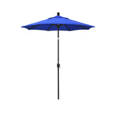 6' Round Outdoor Patio Umbrella, Aluminum with Push Button Tilt - Black Finish, Pacific Blue