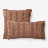 Chunky Cable Knit Decorative Pillow Cover - Caramel