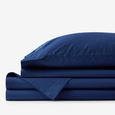 Classic Cool Organic Cotton Percale Solid Bed Sheet Set - Navy, King