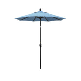 6' Round Outdoor Patio Umbrella, Aluminum with Push Button Tilt - Black Finish, Air Blue