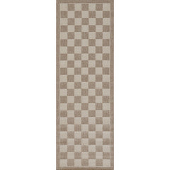 Checkered Outdoor Rug - Gray, 8' Runner