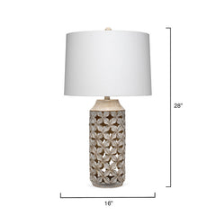 Antique White Washed Table Lamp - White