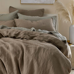 Premium Breathable Washed Linen Solid Pillowcase Set - Pine Bark, King