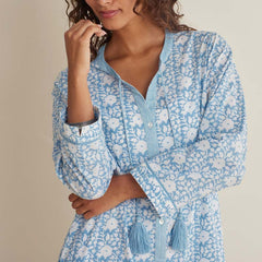 Printed Voile Women's Caftan - Floral Weave, M