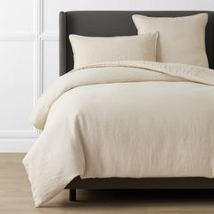 Premium Breathable Washed Linen Solid Duvet Cover - Parchment, Full/Queen
