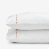 Embroidered Scallop Classic Cool Cotton Percale Pillowcase Set - Melon, King