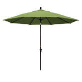Round Outdoor Patio Umbrella, Fiberglass with Twist Tilt - Black Finish, Ginkgo, 11'