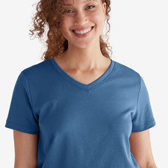 Pima Cotton Women's Cropped Pajama Set - Blue Denim, XXL