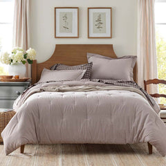 Classic Stripes and Plaids Cool Yarn-Dyed Cotton Percale Comforter - Mini Check Brown, Twin/Twin XL