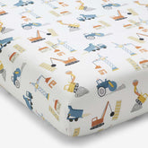 City Builders Classic Cool Organic Cotton Percale Fitted Crib Sheet - White Multi