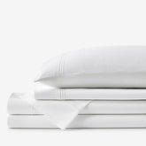 Dorset Stripe Luxe Smooth Egyptian Cotton Sateen Bed Sheet Set - White, Full